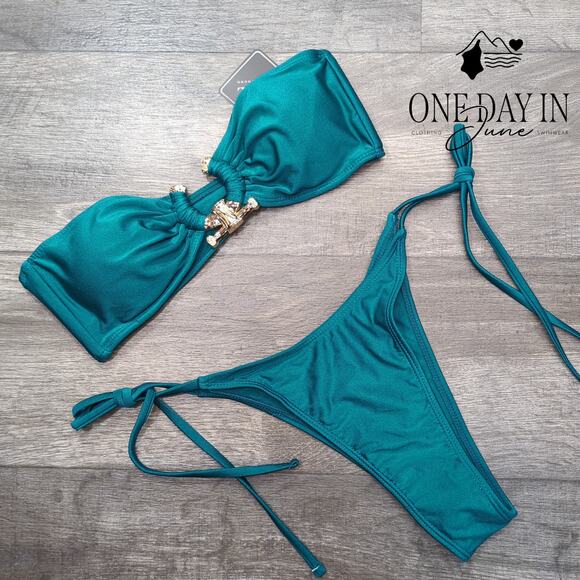 Zaful Bandeau Tie Side Bikini Swimsuit Size M - Picture 1 of 5